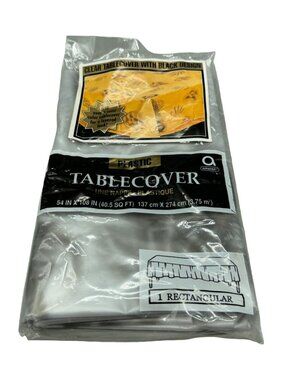 table cover plastic rectangular silver 54x108" amscan Halloween decor READ NEW